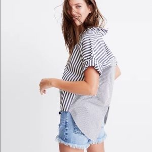 Madewell Courier Button-Back Shirt in Stripe Mix